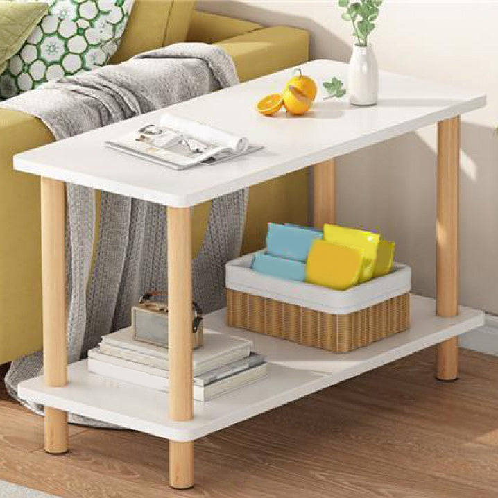 Modern Wooden 4 Legs End Table Rectangular Table with Storage