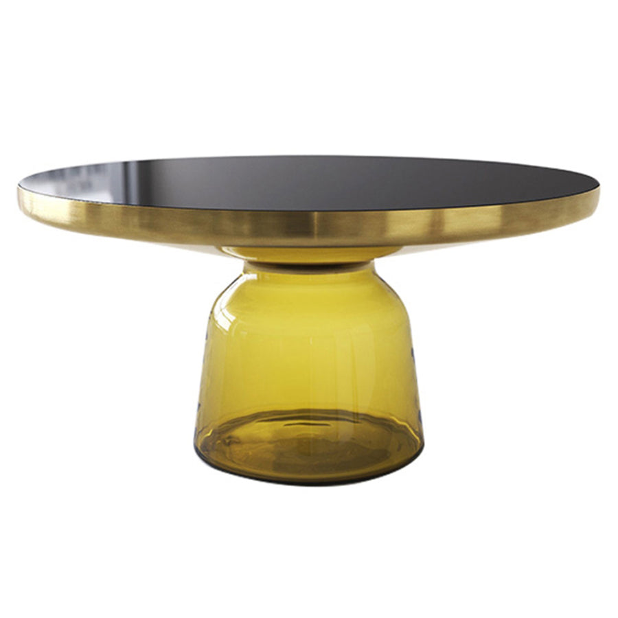 Glass Top End Table Modern Pedestal Sofa Side Table for Living Room