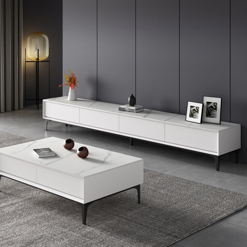 16.5" H TV Console , Engineered Wood 3 / 4 Drawers Tv Stand in White