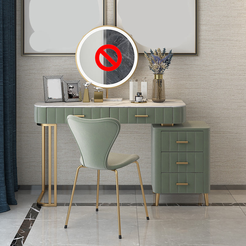 5-Drawer Vanity Makeup Table Set Stone Top and Metal Dressing Table