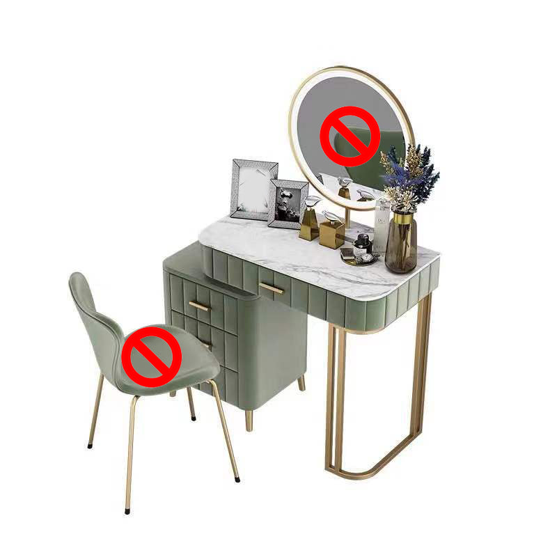 5-Drawer Vanity Makeup Table Set Stone Top and Metal Dressing Table