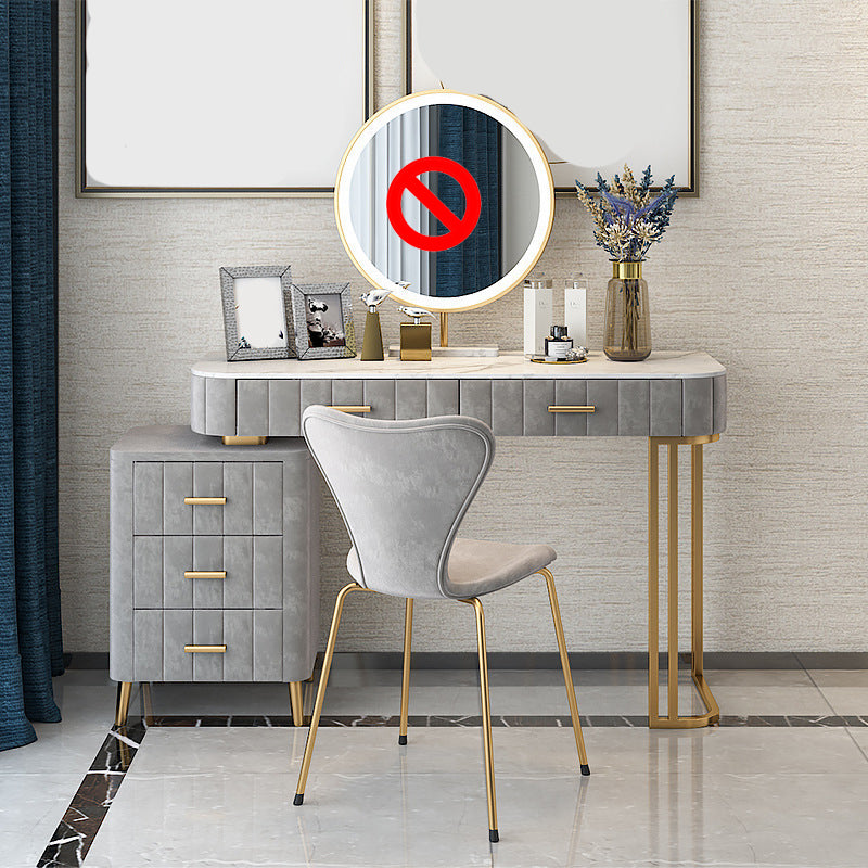 5-Drawer Vanity Makeup Table Set Stone Top and Metal Dressing Table