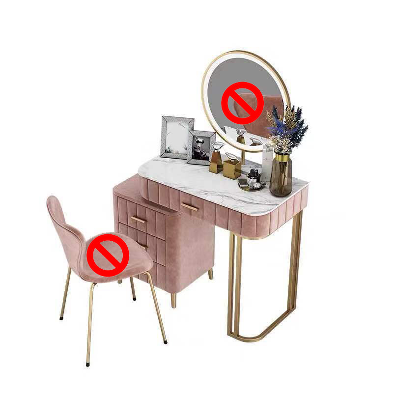 5-Drawer Vanity Makeup Table Set Stone Top and Metal Dressing Table