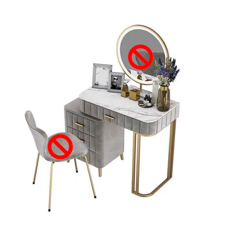 5-Drawer Vanity Makeup Table Set Stone Top and Metal Dressing Table