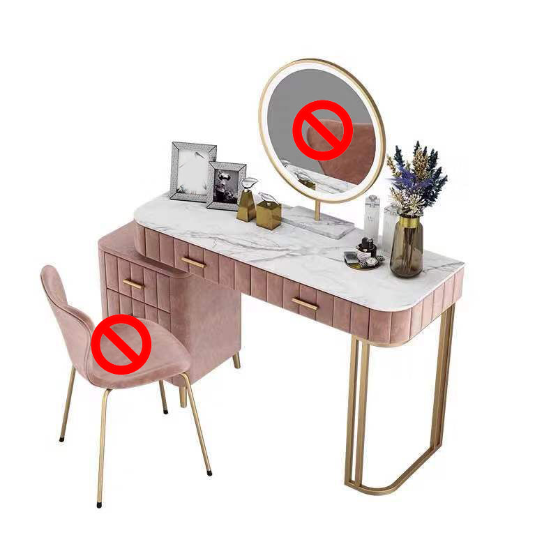 5-Drawer Vanity Makeup Table Set Stone Top and Metal Dressing Table