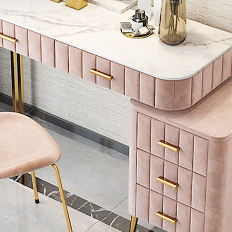 5-Drawer Vanity Makeup Table Set Stone Top and Metal Dressing Table