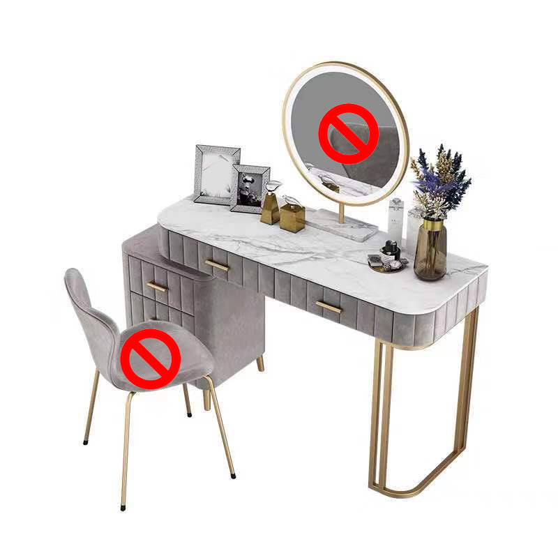 5-Drawer Vanity Makeup Table Set Stone Top and Metal Dressing Table