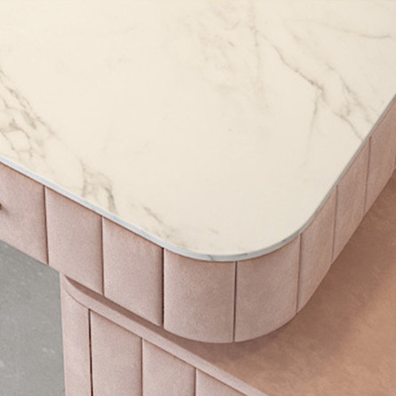 5-Drawer Vanity Makeup Table Set Stone Top and Metal Dressing Table