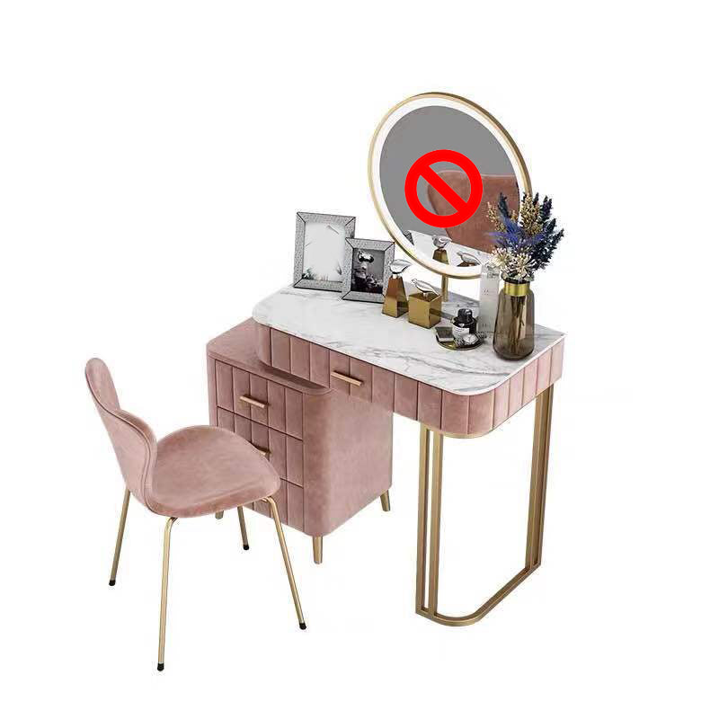 5-Drawer Vanity Makeup Table Set Stone Top and Metal Dressing Table