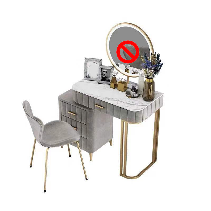 5-Drawer Vanity Makeup Table Set Stone Top and Metal Dressing Table