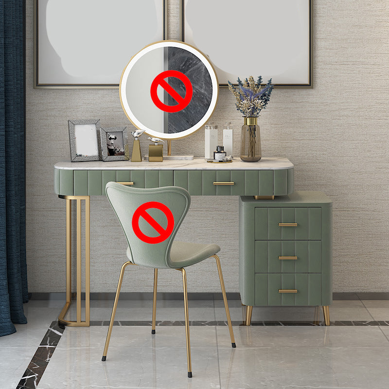 5-Drawer Vanity Makeup Table Set Stone Top and Metal Dressing Table