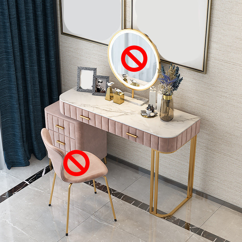 5-Drawer Vanity Makeup Table Set Stone Top and Metal Dressing Table