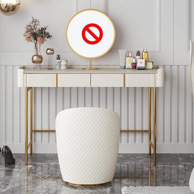 2 Drawers Vanity Set with Stool 30.7" High Metal Dressing Table