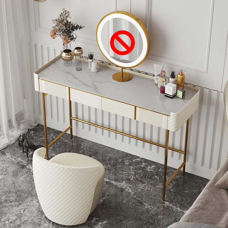 2 Drawers Vanity Set with Stool 30.7" High Metal Dressing Table