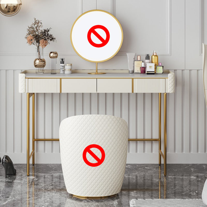 2 Drawers Vanity Set with Stool 30.7" High Metal Dressing Table