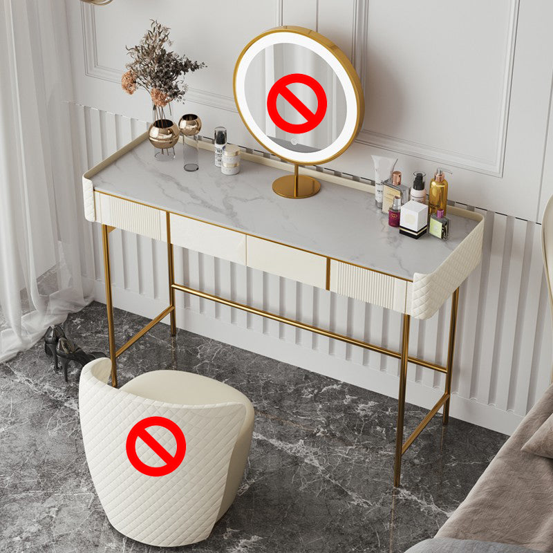 2 Drawers Vanity Set with Stool 30.7" High Metal Dressing Table