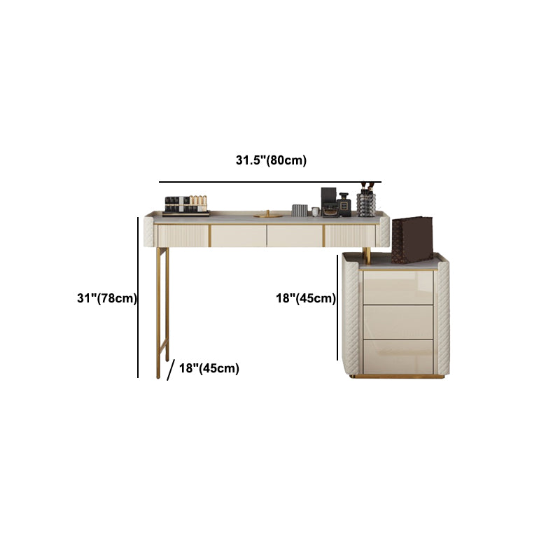 5 Storage Drawers Vanity Set Straight Feet Dresser with Padded Stool