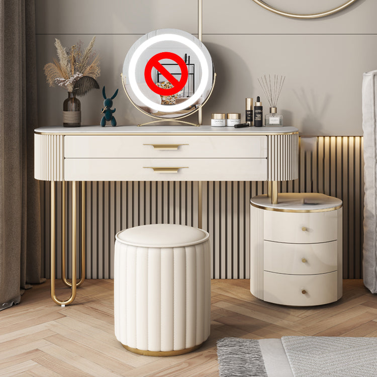 Stone Top Makeup Vanity Metal and Engineered Wood Dressing Table