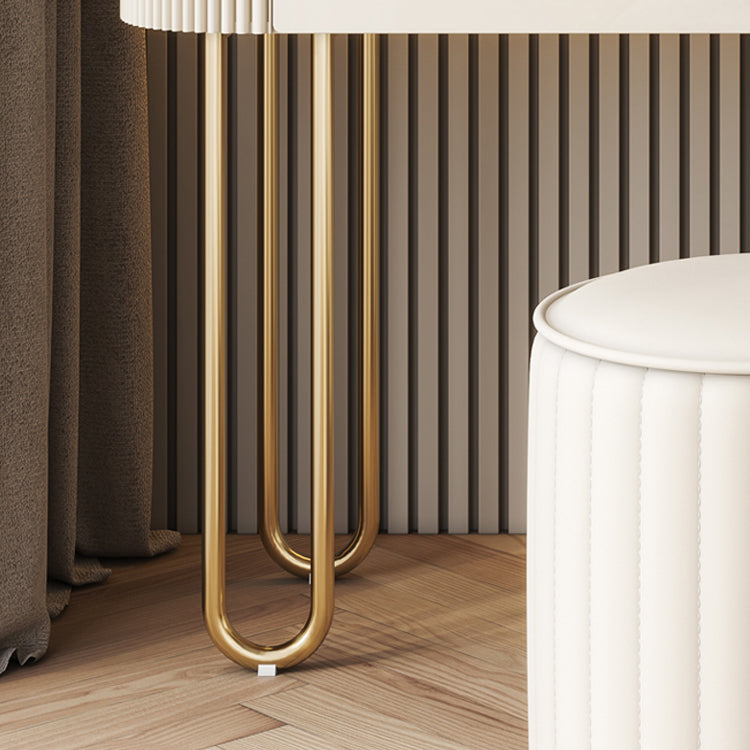 Stone Top Makeup Vanity Metal and Engineered Wood Dressing Table