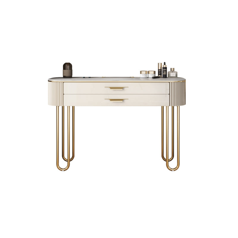 Stone Top Makeup Vanity Metal and Engineered Wood Dressing Table