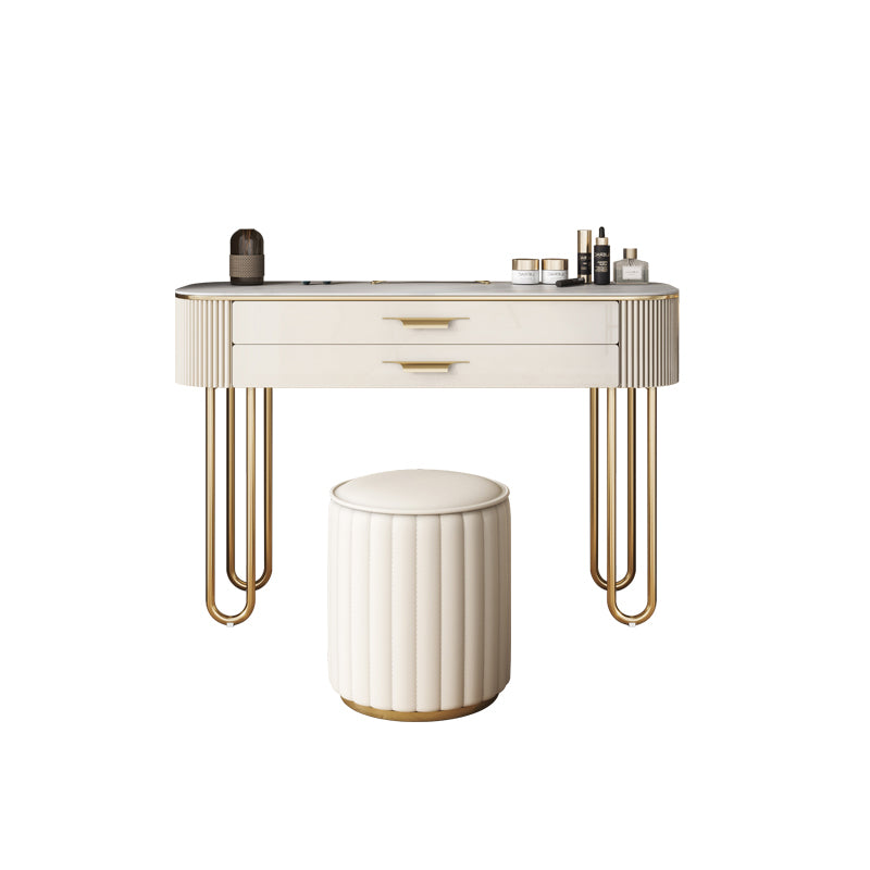 Stone Top Makeup Vanity Metal and Engineered Wood Dressing Table