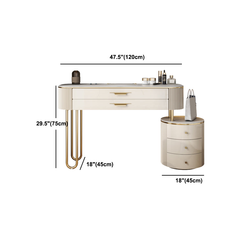 Stone Top Makeup Vanity Metal and Engineered Wood Dressing Table