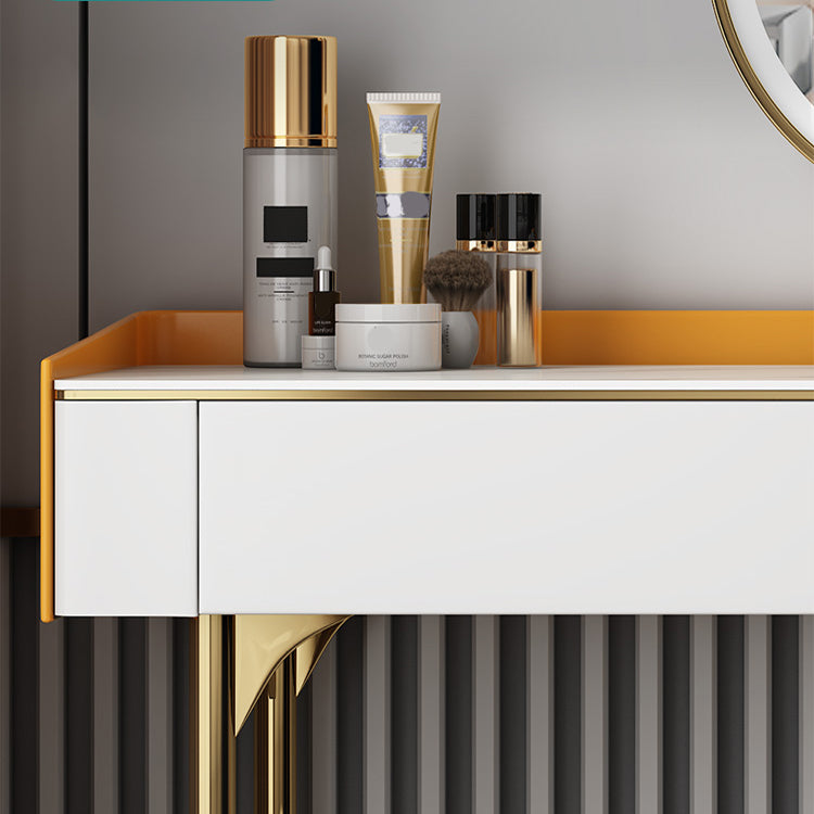 Stone Top Vanity Table Set Metal Vanity Make Up Table/Stool Set