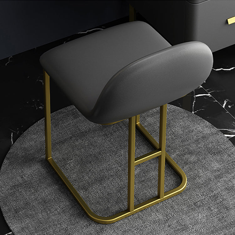 5 Wood Drawers Vanity Set with Stool in Grey Stone Top Dressing Table