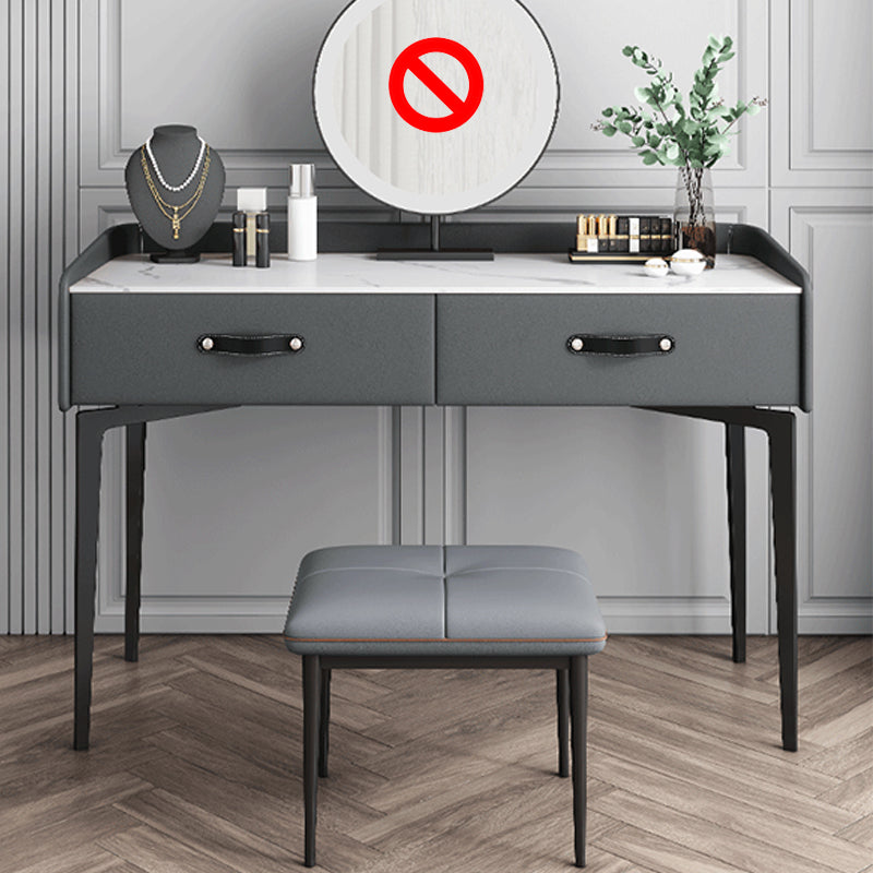 Faux Leather Vanity Desk and Stool in Orange/Grey Dressing Table