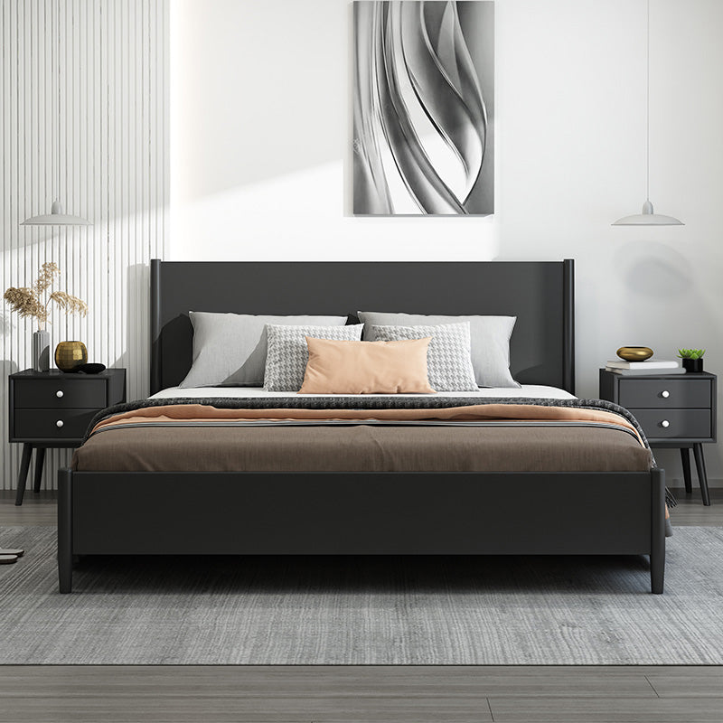 Scandinavian Wooden Panel Standard Bed with Rectangular Headboard