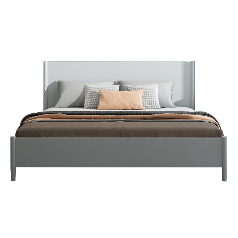 Scandinavian Wooden Panel Standard Bed with Rectangular Headboard