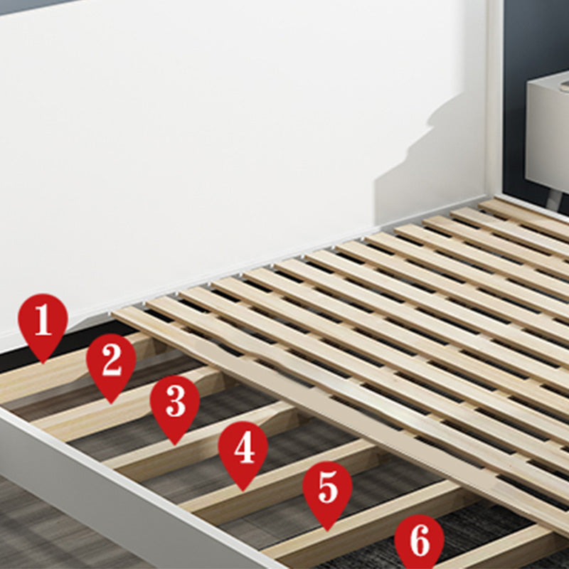 Scandinavian Wooden Panel Standard Bed with Rectangular Headboard