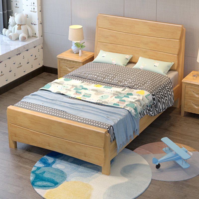 Contemporary Wood Panel Standard Bed, Rectangular Headboard Bed