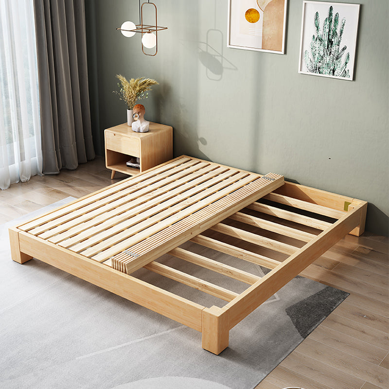 Scandinavian Wood Platform Solid Color Standard Bed for Bedroom