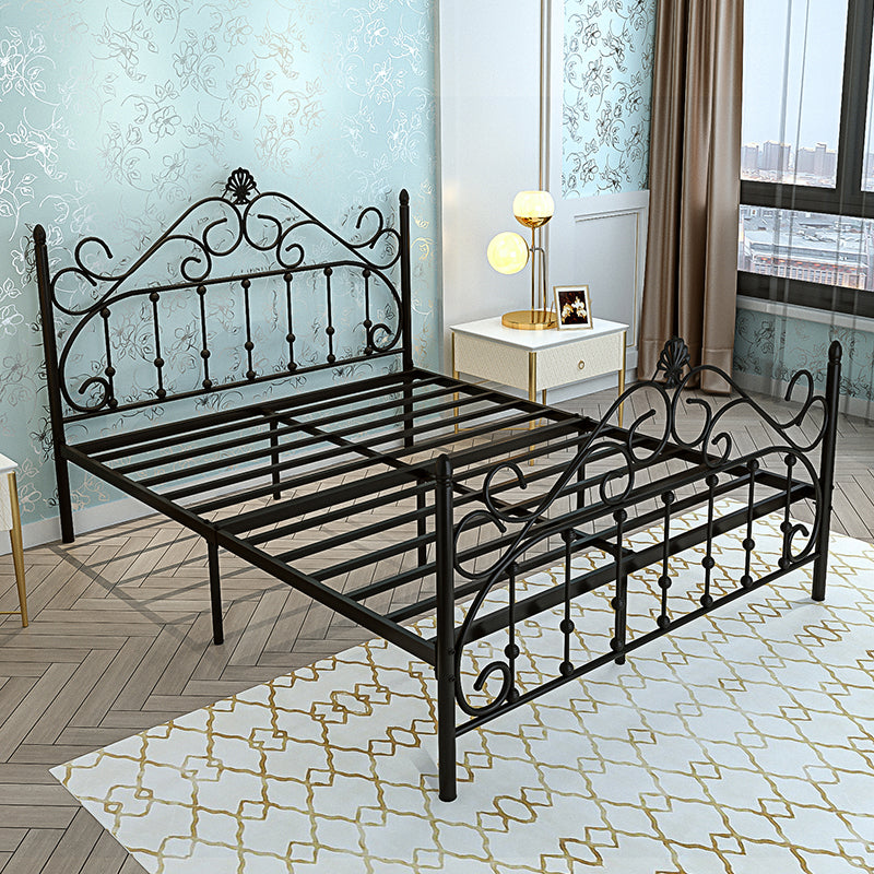 Industrial Metal Standard Bed, Open-Frame Arched Headboard Bed