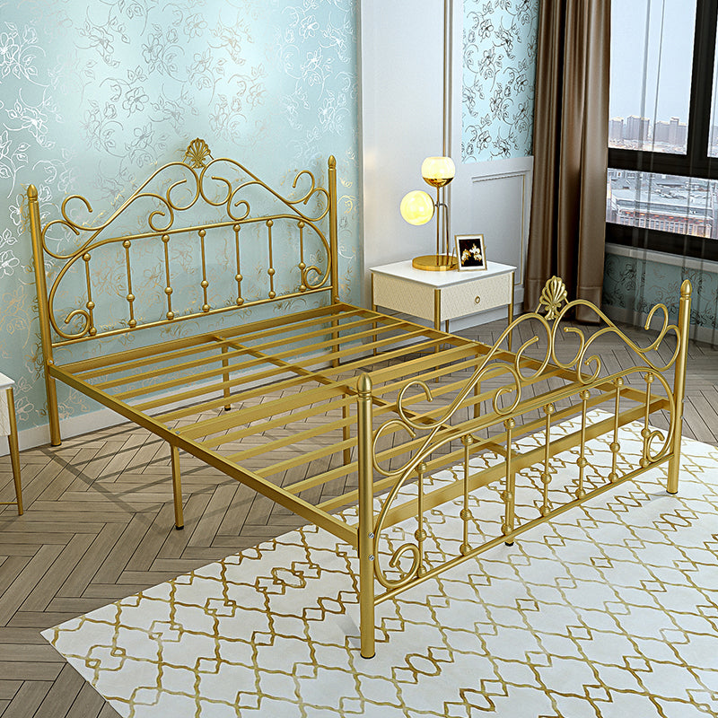 Industrial Metal Standard Bed, Open-Frame Arched Headboard Bed