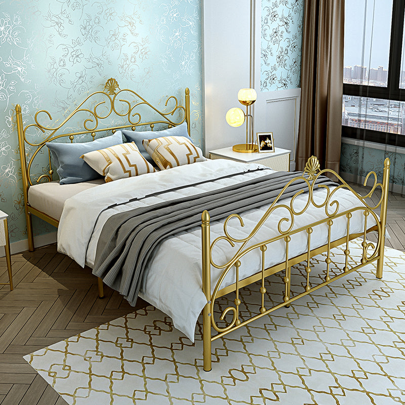Industrial Metal Standard Bed, Open-Frame Arched Headboard Bed