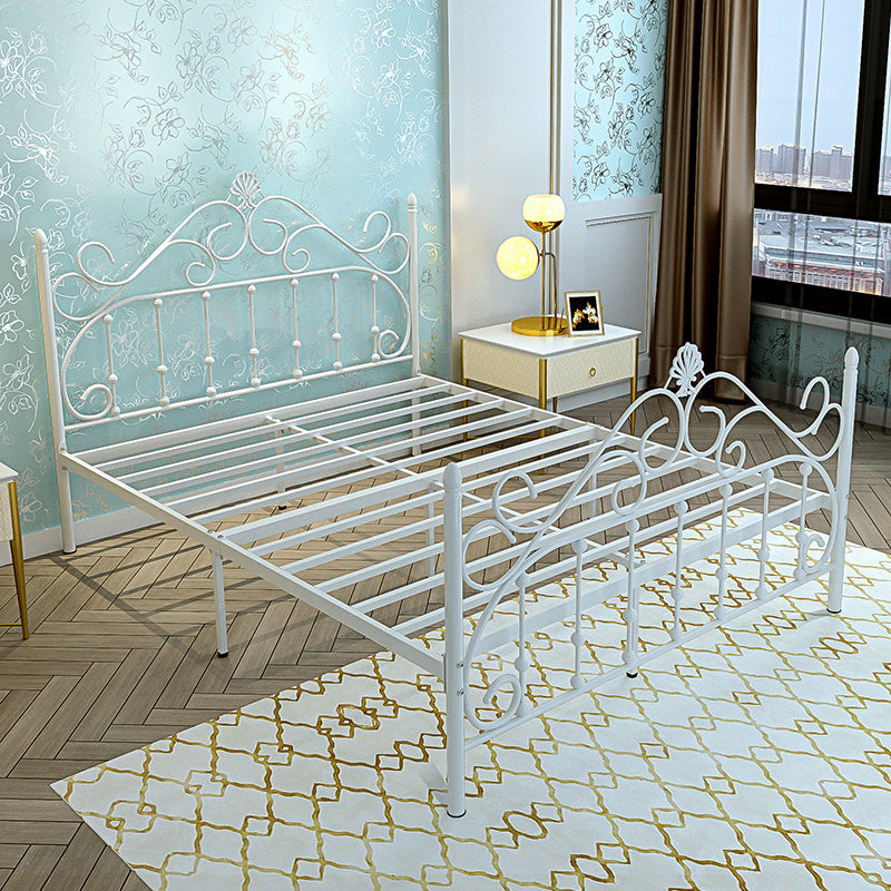 Industrial Metal Standard Bed, Open-Frame Arched Headboard Bed