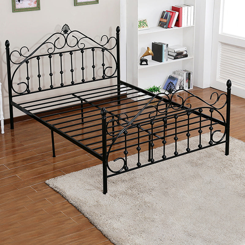 Industrial Metal Standard Bed, Open-Frame Arched Headboard Bed