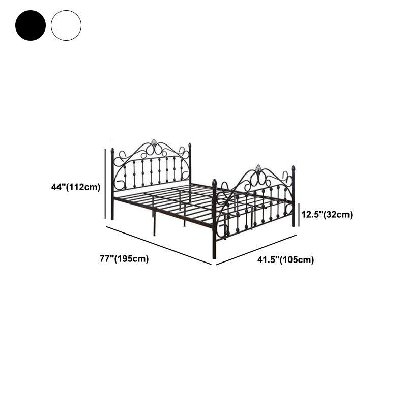 Industrial Metal Standard Bed, Open-Frame Arched Headboard Bed