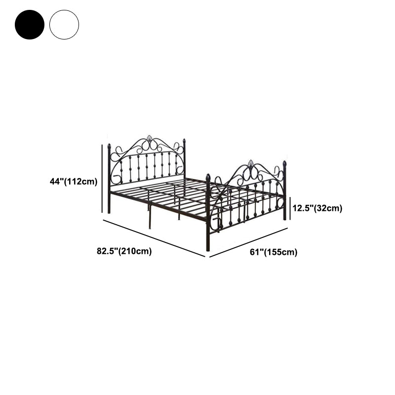 Industrial Metal Standard Bed, Open-Frame Arched Headboard Bed