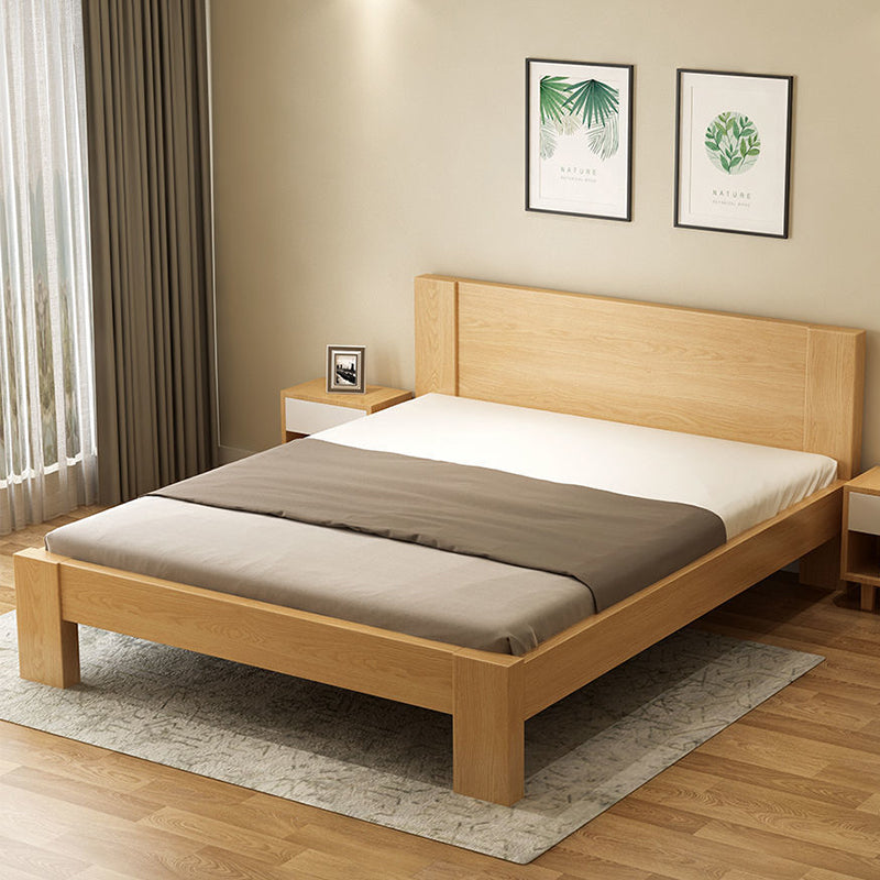 Scandinavian Wood Panel Standard Bed with Rectangular Headboard