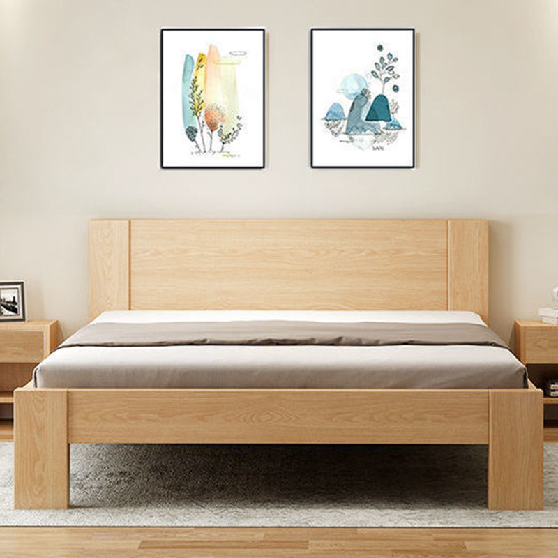 Scandinavian Wood Panel Standard Bed with Rectangular Headboard