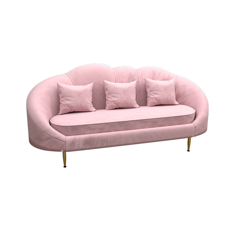 Velvet Slopped Arm Sofa Contemporary with Sewn Pillow Back for Apartment