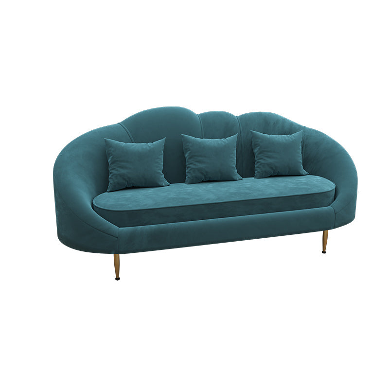 Velvet Slopped Arm Sofa Contemporary with Sewn Pillow Back for Apartment