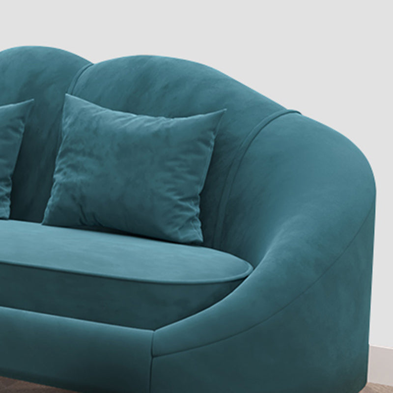 Velvet Slopped Arm Sofa Contemporary with Sewn Pillow Back for Apartment