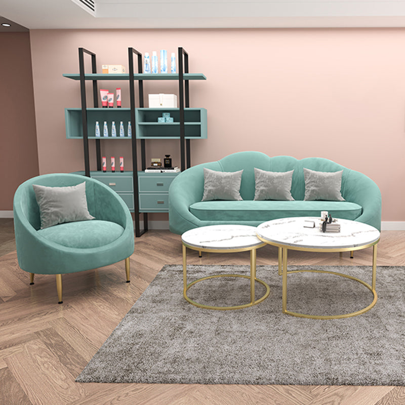 Velvet Slopped Arm Sofa Contemporary with Sewn Pillow Back for Apartment