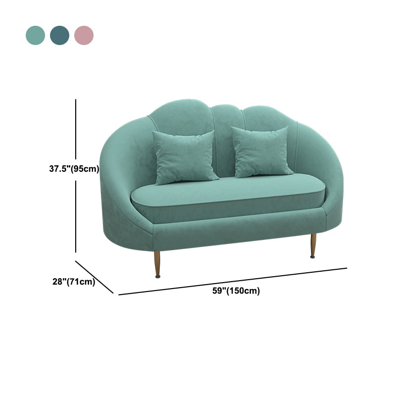 Velvet Slopped Arm Sofa Contemporary with Sewn Pillow Back for Apartment