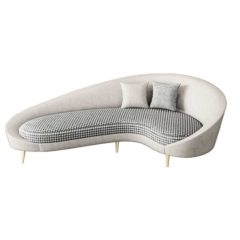 Faux Leather Curved Sofa with Slopped Arm for Living Room 33.47" High