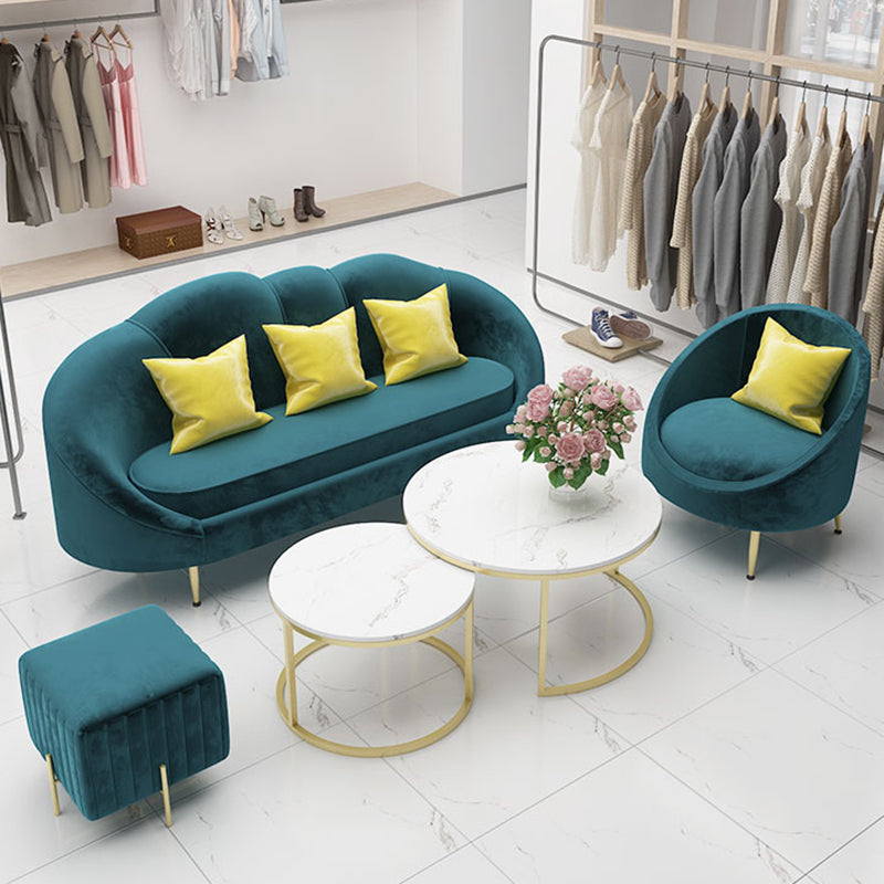 Contemporary Velvet Sofa with Slopped Arm and Tight Back for Apartment